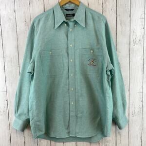 VTG Nautica Green Cotton Yacht Club Casual Button-Up Long Sleeve Shirt Large